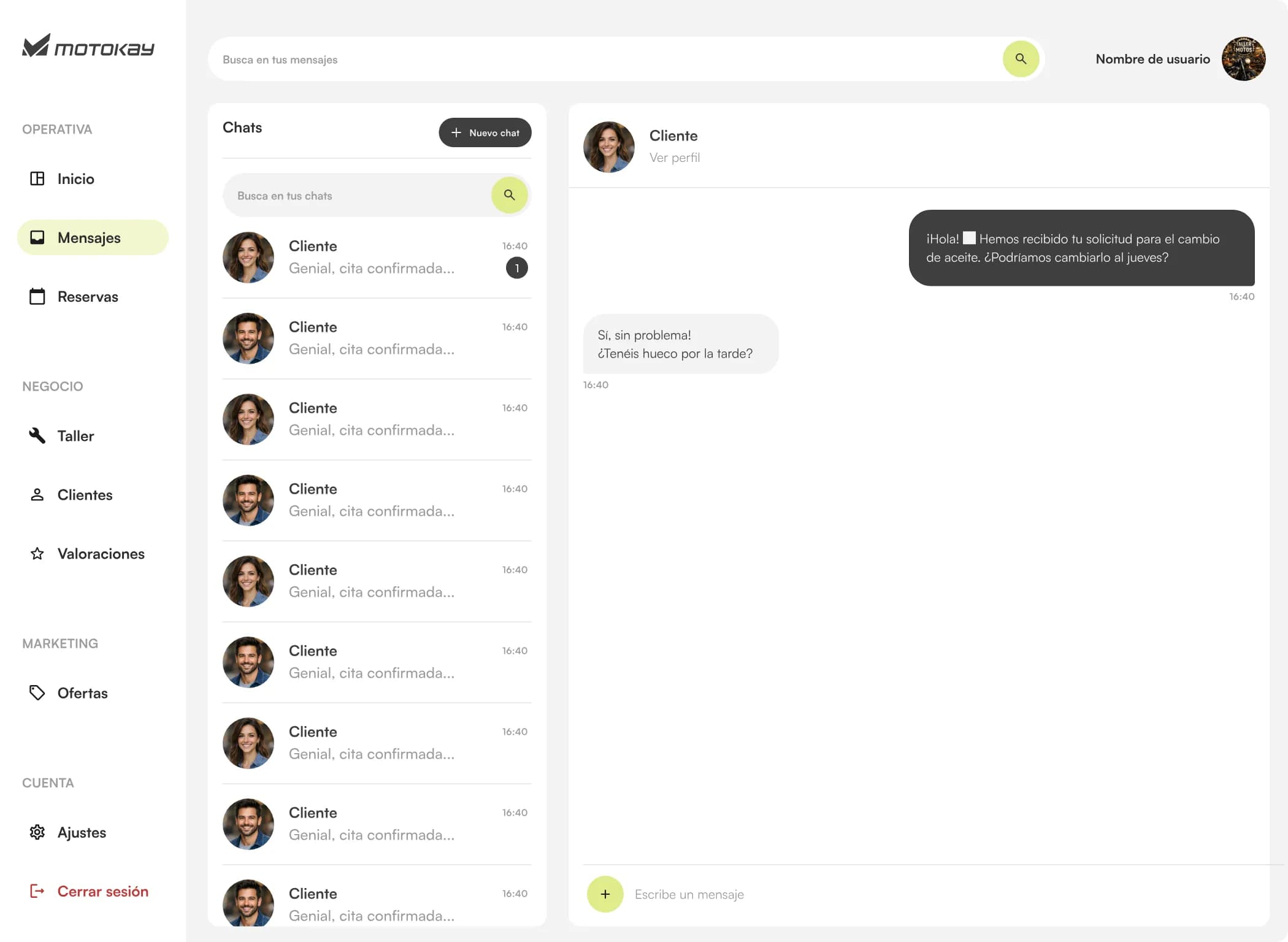 Motokay · Tu perfil, tus precios